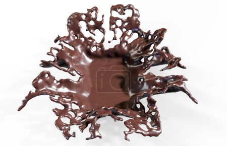 Foto de Salpicadura de chocolate o cacao aislado sobre fondo blanco, 3d render - Imagen libre de derechos