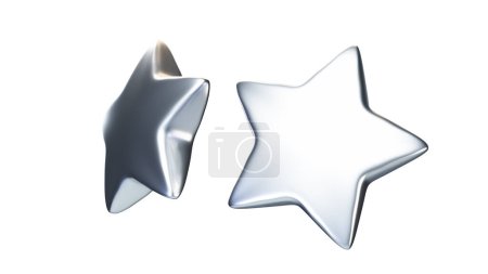 3d rendering front view cartoon style gold star medal good use for rating design theme
