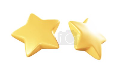 3d rendering front view cartoon style gold star medal good use for rating design theme