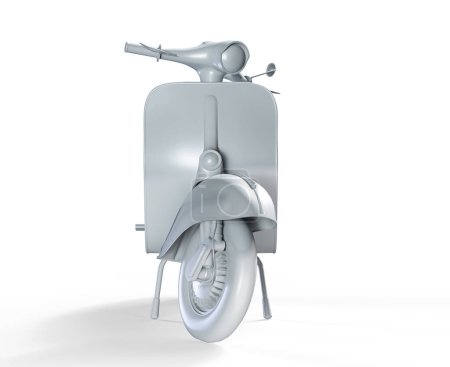 3D Render Classic Motor Scooter Side View on a White Background