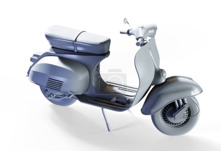Téléchargez les photos : 3D Render Classic Motor Scooter vue de côté sur un fond blanc - en image libre de droit