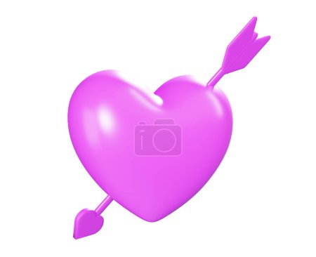 Téléchargez les photos : Coeur rouge 3d sur fond rose. icône de coeur, comme et l'amour rendu 3d - en image libre de droit
