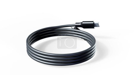 USB-C charging data cable, type C male. 3D rendering isolated on white background