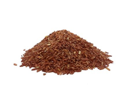 A pile of read rice in white isolated background
