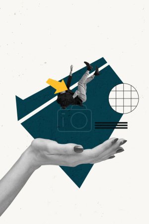 Geschäftsmann im Anzug kreative Kunst Collage. Geometrische Linienillustration. Poster Banner Flyer BAckground Copy Space Post Card Design.