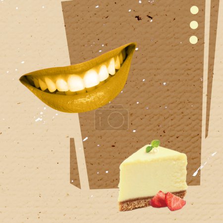 Téléchargez les photos : Sweet Food Creative Art Collage. Big Flyer Design. Contexte texturé. - en image libre de droit