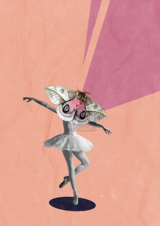 Téléchargez les photos : Affiche de design créatif de ballet. Collage d'art des papillons dansants. Texture Contexte. Art pour votre intérieur. - en image libre de droit