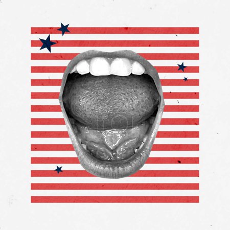 Election Day Creative Art Collage Popular Pop Style Icon Poster Post Card Modern Texture Background Copy Space 