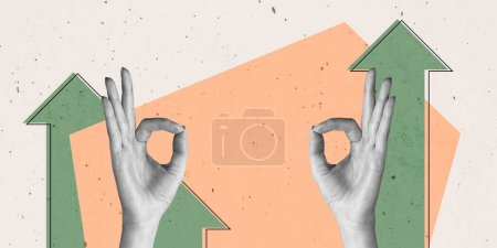 Téléchargez les photos : Retro Business Concept Creative Art Collage Affiche Carte postale Texture moderne Arrière-plan Espace de copie - en image libre de droit