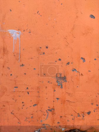 Photo for Orange Texture old wall background with peeling paint, scratches and cracks - Royalty Free Image
