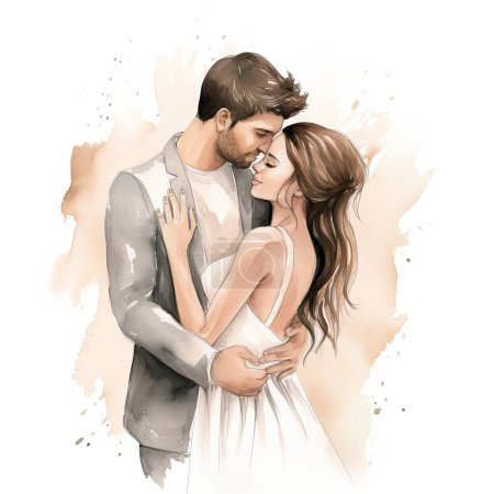 Photo for Vector watercolor hand drawn wedding couple - Royalty Free Image