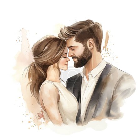 Illustration for Vector watercolor hand drawn wedding couple - Royalty Free Image