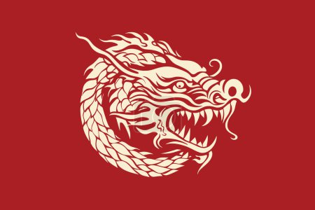 Photo for Chinese dragon symbol red background - Royalty Free Image