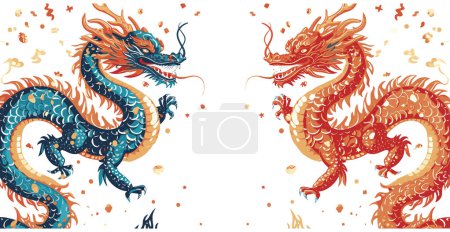 Photo for Double chinese dragon background wallpaper - Royalty Free Image