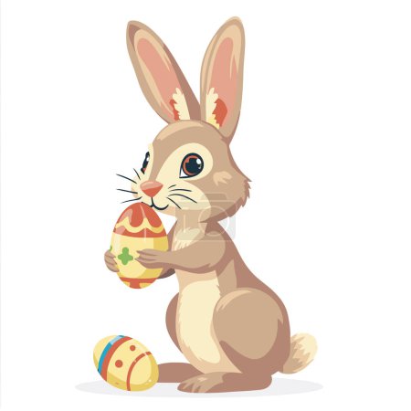 Photo for Vector cute rabbit holding easter eggs - Royalty Free Image