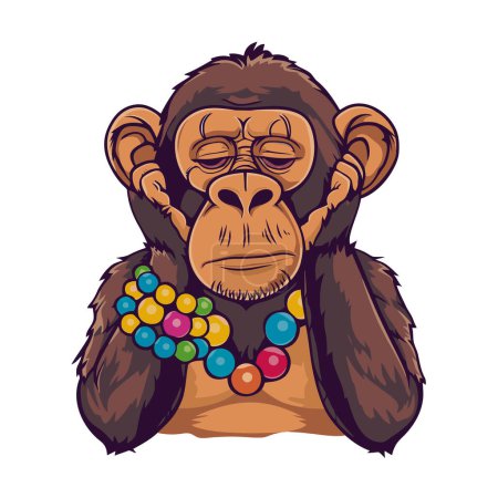 Téléchargez les illustrations : Vecteur dessin animé ennuyé singe - en licence libre de droit