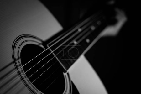 Foto de Primer plano de la guitarra acústica.Fondo musical - Imagen libre de derechos
