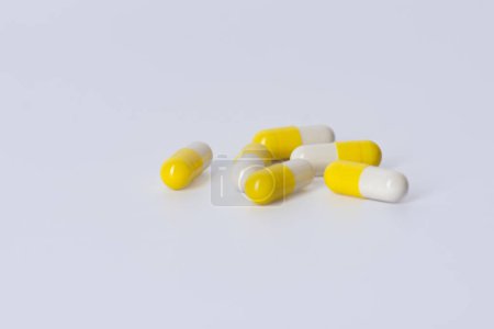 Photo for Capsules on a white backgroun, medicine. - Royalty Free Image