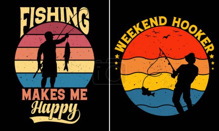 Foto de La pesca me hace feliz, Fin de semana Hooker, Retro Vintage Sunset T-shirt Design para los amantes de la pesca - Imagen libre de derechos