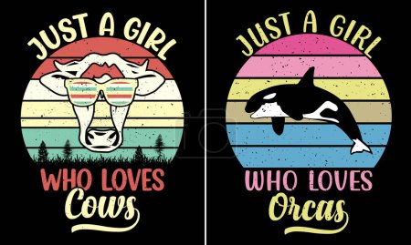 Foto de Just A Girl Who Loves Cows, Just A Girl Who Loves Orcas T-shirt Design - Imagen libre de derechos
