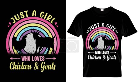Foto de Just A Girl Who Loves Chicken And Goats, diseño de camiseta vintage retro - Imagen libre de derechos