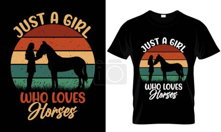 Foto de Just A Girl Who Loves Horses diseño retro camiseta vintage - Imagen libre de derechos