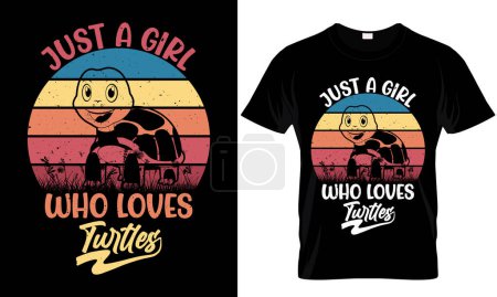 Foto de Just A Girl Who Loves Turtles, diseño de camiseta vintage retro - Imagen libre de derechos