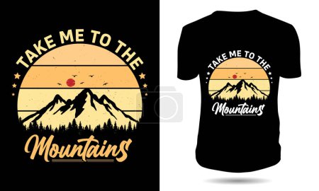 Foto de Llévame a las montañas Retro Vintage Sunset T-shirt Design - Imagen libre de derechos