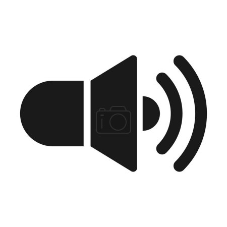 Illustration for Sound Speaker Vector Icon, Megaphone Announcement Vector Icon, Louder Sound Symbol, MP3 Button, Musical Design Elements, Stereo Button, Audio Symbol, Speaker Pictogram, Silhouette On White Background - Royalty Free Image