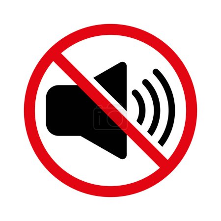 Illustration for No Sound Icon, No Noise, Mute Button, Keep Your Volume Lower, Silence Icon, Speaker Icon, Megaphone Symbol, Turn Off Button With Red Cross Vector Illustration, Musical Design Elements - Royalty Free Image