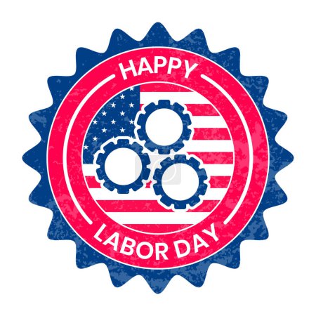 Illustration for Happy Labor Day Holiday Badge, Banner, Rubber Stamp, Labour Day Celebration, Federal Holiday, USA Labor Day Logo, Working Day, Festival, United States Of America National Flag Vector Illustration - Royalty Free Image