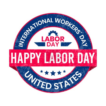 Illustration for Happy Labor Day Holiday Badge, Banner, Rubber Stamp, Labour Day Celebration, Federal Holiday, USA Labor Day Logo, Working Day, Festival, United States Of America National Flag Vector Illustration - Royalty Free Image
