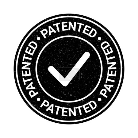Illustration for Patented Stamp, Patented Badge, Rubber Stamp, Patent Approved Label, Certified Icon, Logo, Retro, Vintage, Patent Applied Icon, Intellectual Property Vector Illustration With Grunge Texture - Royalty Free Image