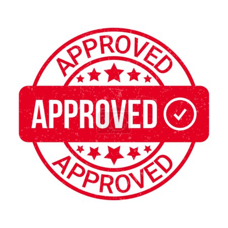 Illustration for Approved Rubber Stamp, Approved Icon, Seal Of Approval, Tested And Verified Badge With Check Mark, Accepted Sign, Authorized Badge Design With Grunge Texture Vector Illustration - Royalty Free Image