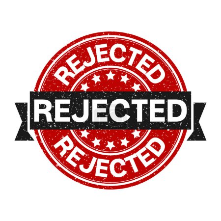Illustration for Rejected Stamp, Rejected Icon, Rejected Proposal Retro Vintage With Grunge Texture, Denied Seal, Emblem, Badge, Banner, Template Design Vector Illustration - Royalty Free Image