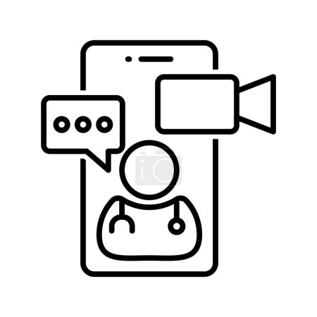 Illustration for Telemedicine Smartphone, Tele Medicine Mobile Apps Icon And Logo Design, Online Treatment, Health And Medical Elements, Digital Health Care, Online Patient Check Up, Computing Devices, Phones Vector - Royalty Free Image