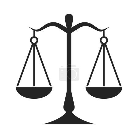 Échelle de droit de la justice Icône, symbole de jugement et de peine, signe de justice et judiciaire, vieille balance mécanique Ligne d'équilibre Icône, cabinet d'avocats Règles d'égalité des droits Illustration vectorielle
