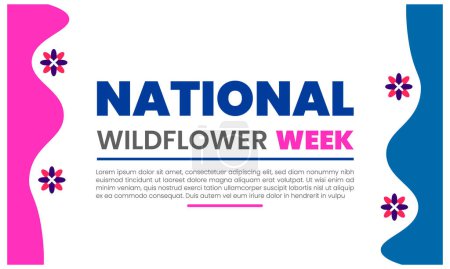 National Wildflower Week vector illustration of beautiful flowers ornament for template for your holiday.