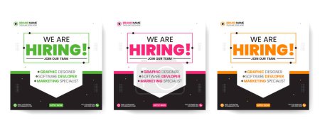 We are hiring social media poster banner set of four vector square banner templates