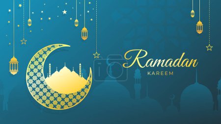 ramadan kareem tarjeta de felicitación islámica fondo vector ilustración