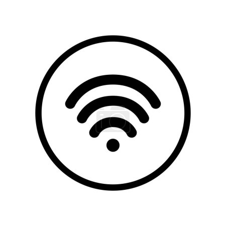 Téléchargez les illustrations : Icône de connexion wifi simple ronde noire, pictogramme vectoriel design plat simple d'onde de signal numérique, éléments d'interface infographique pour le logo de l'application bouton web ui ux isolé sur fond blanc - en licence libre de droit