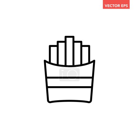 Ilustración de Black single French fries line icon, simple fast food menu outline flat design pictogram, vector infográfico para app logo web button ui ux interfaz elements isolated on white background - Imagen libre de derechos