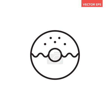 Ilustración de Negro único redondo donut línea icono, café esquema simple sabrosa comida diseño plano pictograma, vector infográfico para el logotipo de la aplicación web botón ui ux elementos de interfaz aislados sobre fondo blanco - Imagen libre de derechos