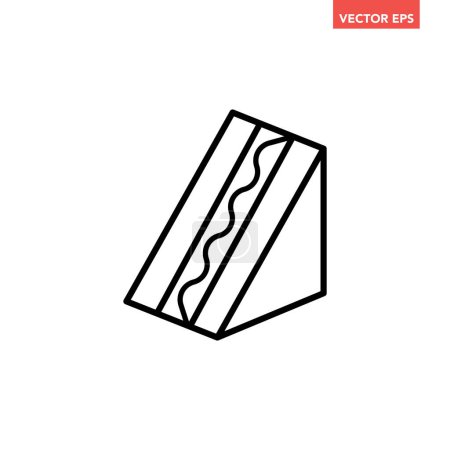 Schwarze einzelne Dreieck-Sandwich-Linie Symbol, einfache Umrisse frische leckere Street Food flache Design-Piktogramm, Infografik-Vektor für App-Logo Web-Taste ui ux Schnittstellenelemente auf weißem Hintergrund isoliert