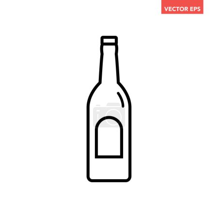Téléchargez les illustrations : Icône de ligne de bouteille de vin unique noir, pictogramme de conception plate de liqueur de contour simple, vecteur infographique pour l'étiquette du logo de l'application bouton web ui ux éléments d'interface isolés sur fond blanc - en licence libre de droit