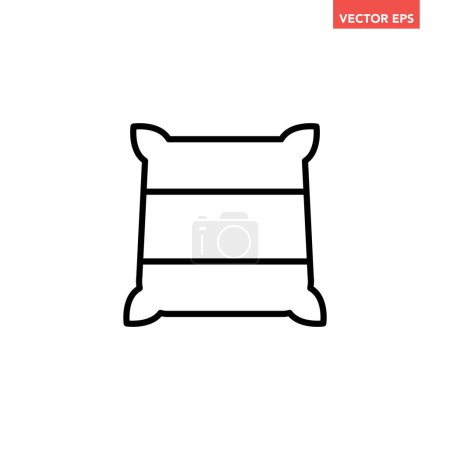 Illustration for Black single burlap pack with rice, flour or sugar line icon, simple natural food flat design pictogram, infographic vector for app logo web button ui ux interface element isolated on white background - Royalty Free Image