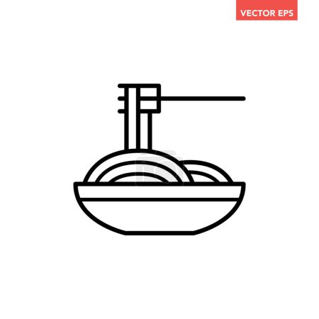 Illustration for Black single modern spaghetti dish line icon, simple outline Italian food flat design pictogram, infographic vector for app logo web button ui ux interface elements isolated on white background - Royalty Free Image