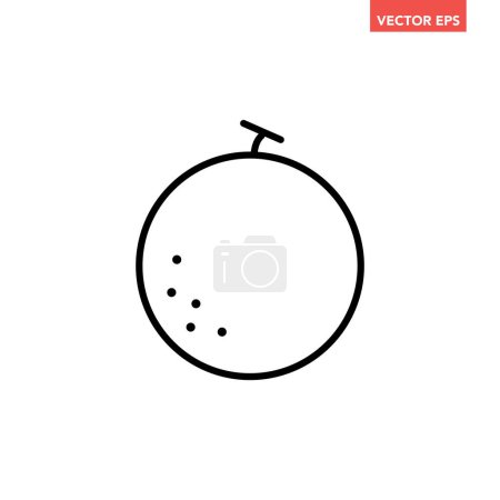 Illustration for Black single melon line icon, simple fresh juicy fruit flat design pictogram, infographic vector for app logo web button ui ux interface elements isolated on white background - Royalty Free Image