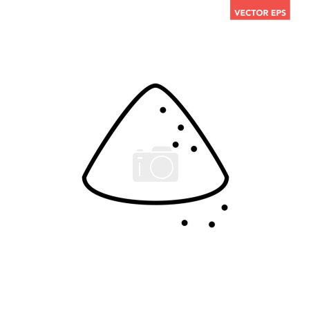 Illustration for Black single salt or sugar mound thin line icon, simple outline seasoning flat design pictogram, infographic vector for app logo web button ui ux interface elements isolated on white background - Royalty Free Image
