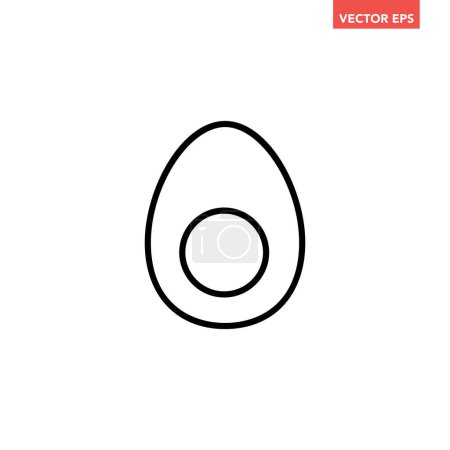 Ilustración de Icono de línea de huevo redondo negro, boceto simple comida de desayuno pictograma de diseño plano, vector de infografía para el logotipo de la aplicación botón web ui ux elementos de interfaz aislados sobre fondo blanco - Imagen libre de derechos